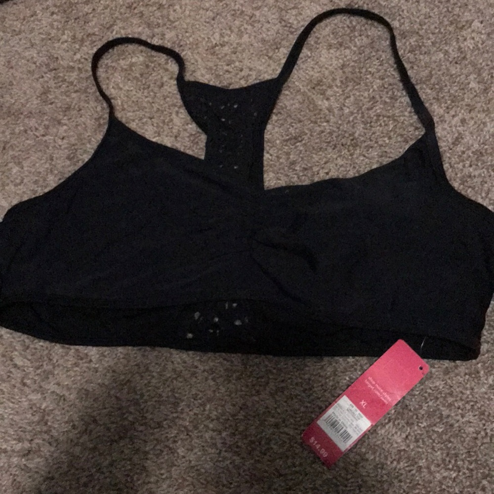 Black racer back bikini top